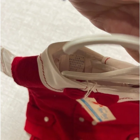 Baby boy vintage short suit, cotton corduroy, red & white. 3-piece. NWT. 0-6 mos - Picture 3 of 8